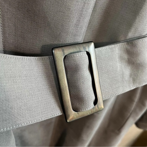 Cloud Nine Faux Fur Belted Buttoned Trench Coat Jacket Gray Brown Size Small - Picture 5 of 9